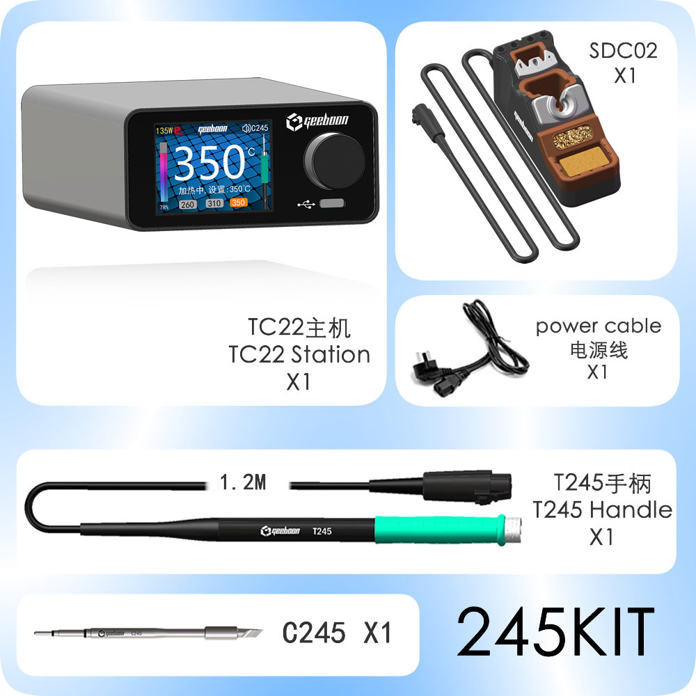 Electronics Repair Kit With Soldering Iron - GEEBOON TC22 240W Soldering Station Kit